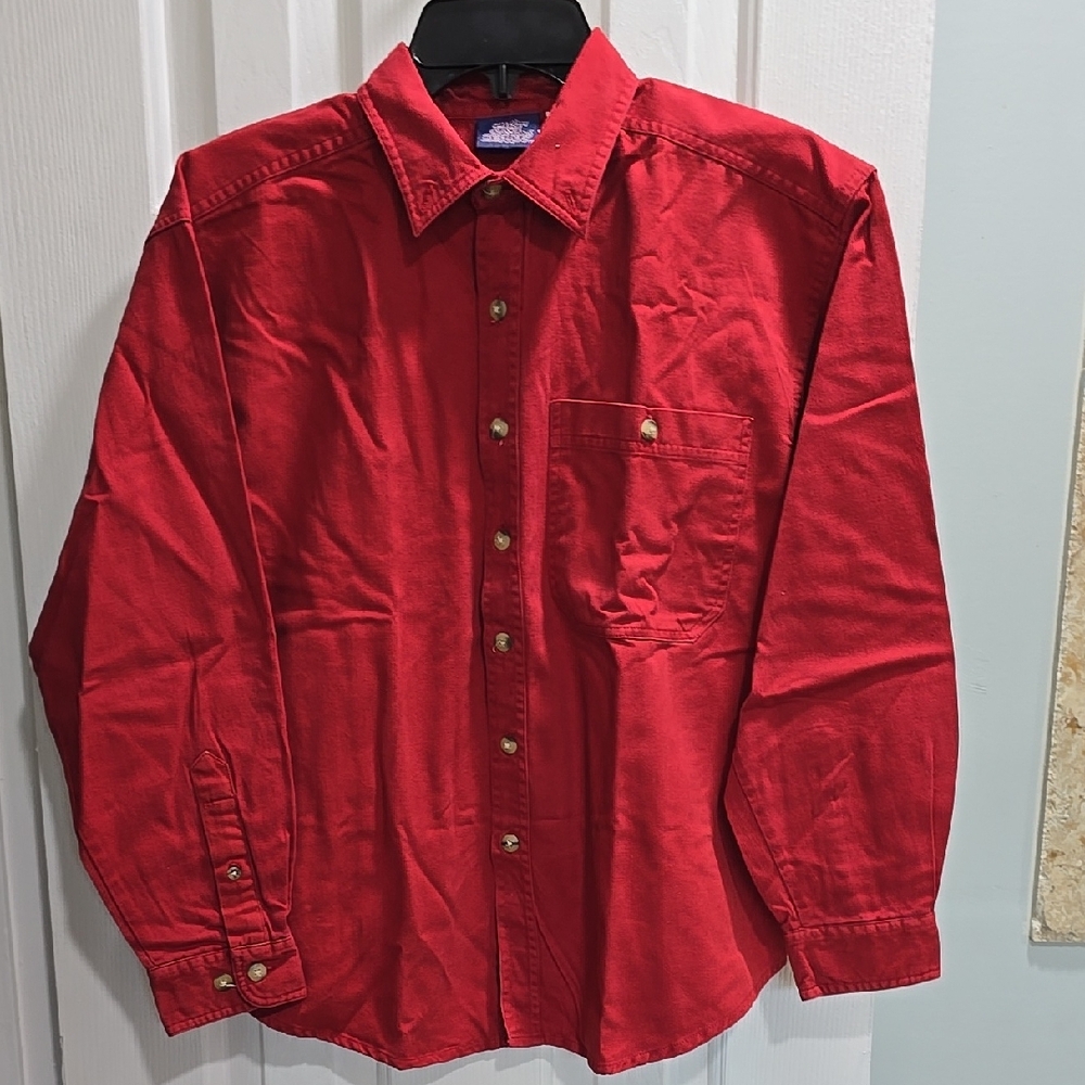 Red Button-Up Long Sleeve Shirt